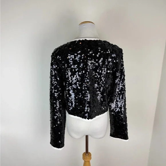 NWT J. Crew Sequin Lady Jacket Blazer Black White Size M - Picture 8 of 11